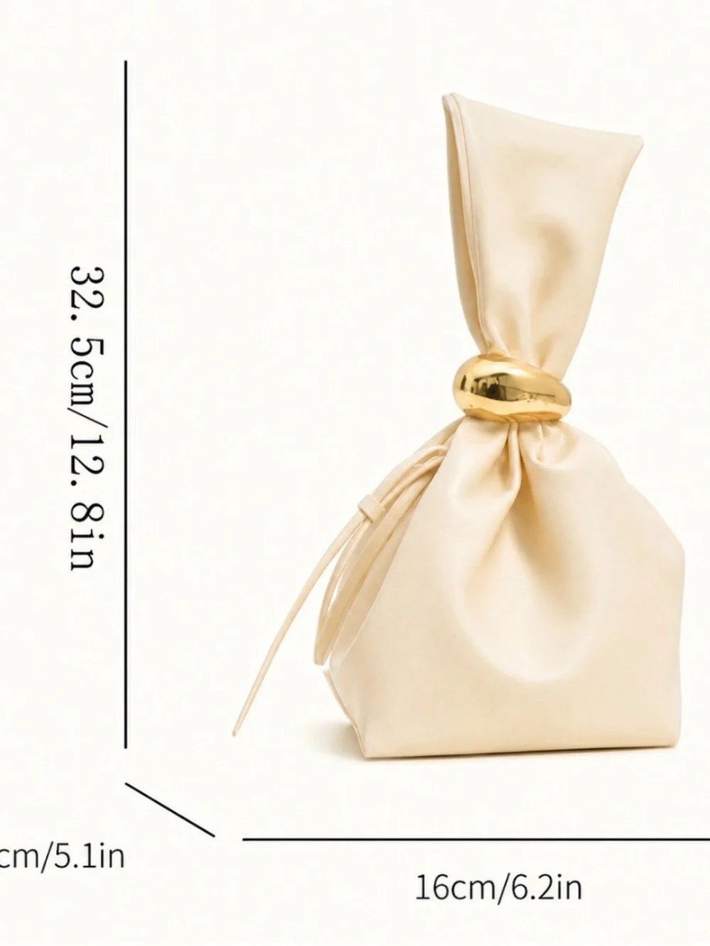 Elegant Cream Knot-Top Women's Bag with Gold Accent